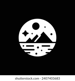 black vector image of a round mountain