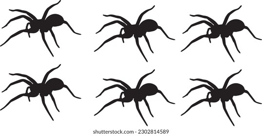 Silueta de imagen vectorial negra de una araña colgando de una web Abandonada Casa Horror Ideas para Halloween Pro Vector Spider web Silueta Dibujo Araña Transparente, trabajo creativo EPS 