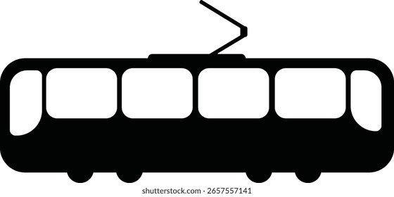 imagem vetorial preta do transporte do bonde