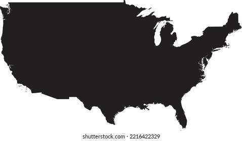 Black vector image of the United States.