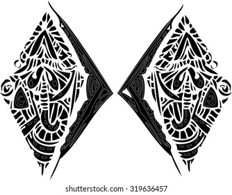 the black vector of imagination line art for card