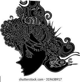 black vector of imagination line art 