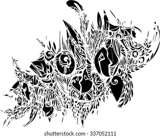 black vector of imagination line art design