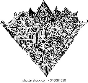 black vector of imagination line art design. Abstract art