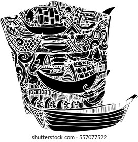 black vector of imagination line art design. abstract art