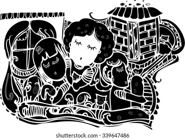 black vector of imagination sleep design