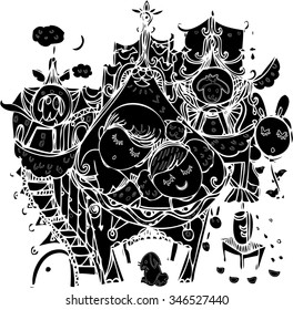 black vector of imagination sleep design