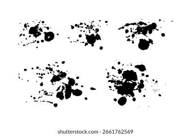 Black vector ink set, white background