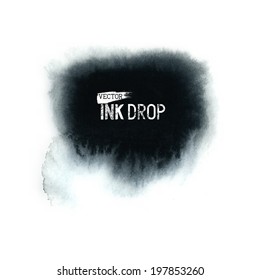 A black vector ink watercolour drop effect. Vector illustration.
