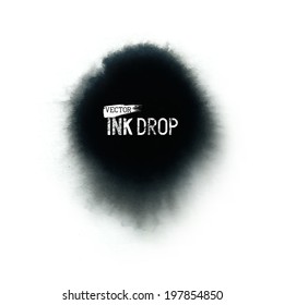 A black vector ink watercolour drop effect. Vector illustration.
