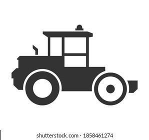 Black vector isolated asphalt roller icon on white background. Variant of automobile body silhouette for web site.