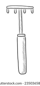 VECTOR NEGRO AISLADO EN UNA ILUSTRACIÓN DE DOODLE DE FONDO BLANCO DE RAKES DE JARDÍN
