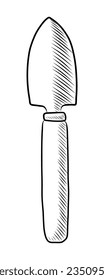 BLACK VECTOR ISOLATED ON A WHITE BACKGROUND DOODLE ILLUSTRATION OF A GARDEN SHOVEL