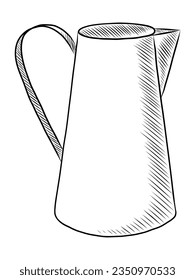 BLACK VECTOR ISOLATED ON A WHITE BACKGROUND DOODLE ILLUSTRATION OF A GARDEN WATERING CAN
