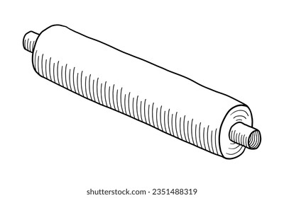 BLACK VECTOR ISOLATED ON A WHITE BACKGROUND DOODLE ILLUSTRATION OF A ROLL OF TRANSPARENT FOOD FILM