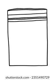 VECTOR NEGRO AISLADO EN UNA ILUSTRACIÓN DE DOODLE DE FONDO BLANCO DE UNA BOLSA DE PLÁSTICO CON UN BLOQUEO