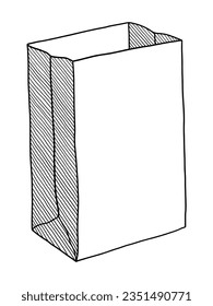 VECTOR NEGRO AISLADO EN UNA ILUSTRACIÓN DE DOODLE DE FONDO BLANCO DE UNA BOLSA DE PAPEL