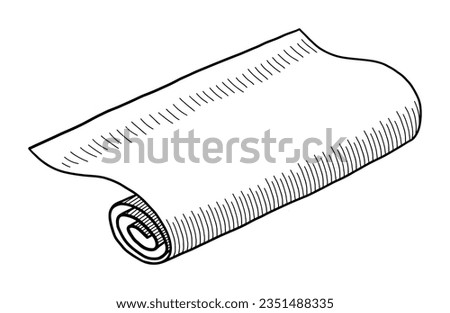 BLACK VECTOR ISOLATED ON A WHITE BACKGROUND DOODLE ILLUSTRATION OF A ROLL OF WRAPPING PAPER