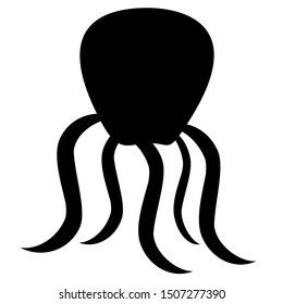 Black vector of a Jellyfish. Icon, logo, button. Simple. Editable. 