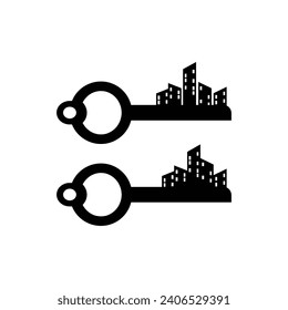 Black vector key icon isolated on white background, vector illustration.