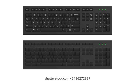 A black vector keyboard with a standard layout and white letters. The second keyboard is blank - this is a template.