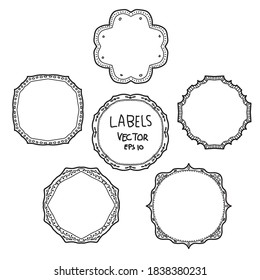 black vector label hand drawing doodle style isolated on white background