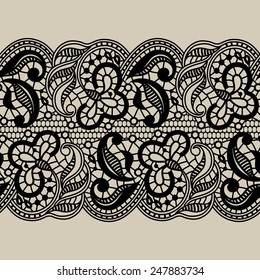 Black vector lace ribbon