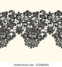 Black Vector Lace Seamless Pattern