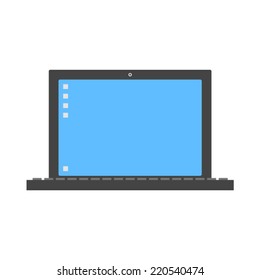 Black vector laptop icon, isolated vector illustration. Best for electronics internet shops or net services website.
