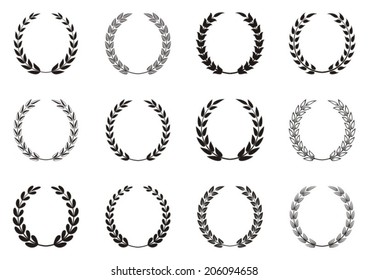 Black vector laurel wreaths collection in rectangles