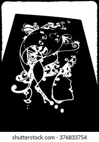 black vector of line art design
