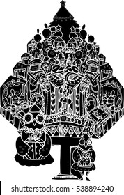 black vector of line art design create for card. abstract art
