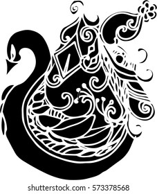 black vector of line art design for tattoo