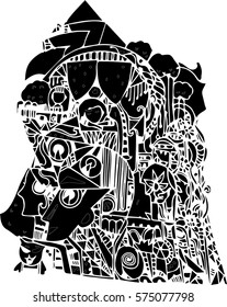 black vector of line art design for tattoo