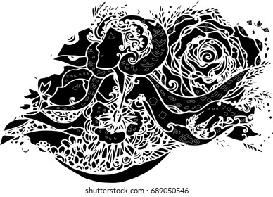 black vector of line art design for illustration work. abstract art