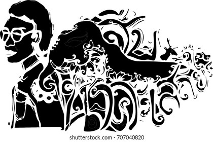 black vector of line art design