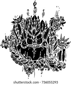 black vector of line art design for tattoo. abstract art