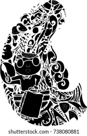 black vector of line art design