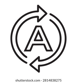 black vector line art icon of anarchist symbol with circular arrows
