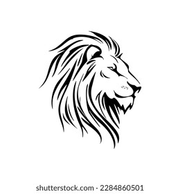 ﻿White and black vector lion logo with simple design.