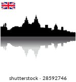 Black vector Liverpool silhouette skyline with union flag