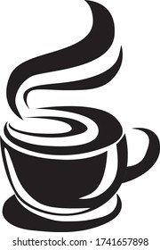 black vector logo of coffe in cup