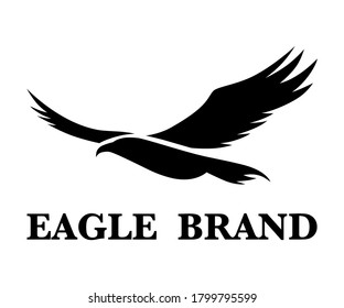 Black vector logo of eagle that is flying.	
