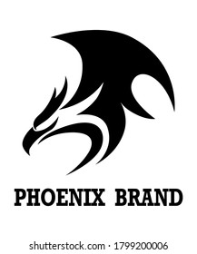 Black vector logo of phoenix. It shows power and strength.	