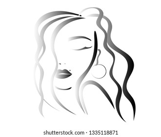 black vector logotype face girl