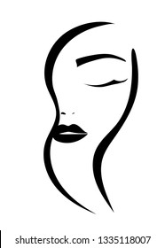 black vector logotype girl face