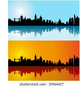  Black vector London silhouette skyline on day