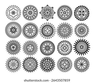 black vector mandala circles art