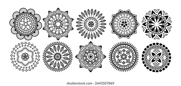 black vector mandala circles art