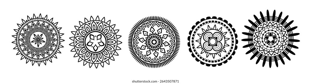 black vector mandala circles art